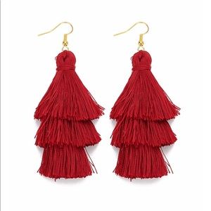 Red ‘Fire’ Tassel Earrings Bohemian Boho